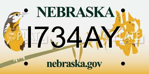 I734AY Nebraska License Plate