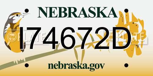 I74672D Nebraska License Plate