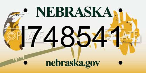 I748541 Nebraska License Plate