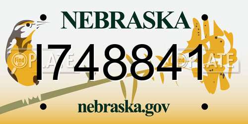 I748841 Nebraska License Plate