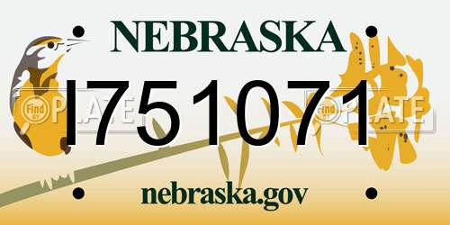 I751071 Nebraska License Plate