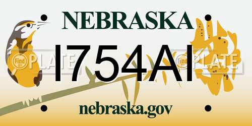 I754AI Nebraska License Plate
