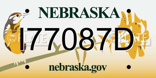 I77087D Nebraska License Plate