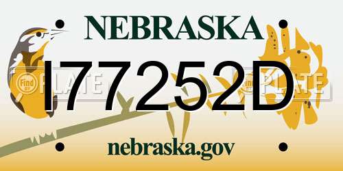 I77252D Nebraska License Plate