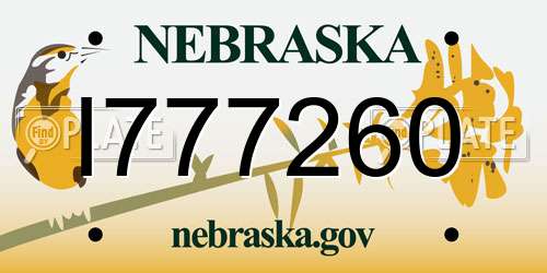 I777260 Nebraska License Plate