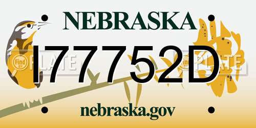 I77752D Nebraska License Plate