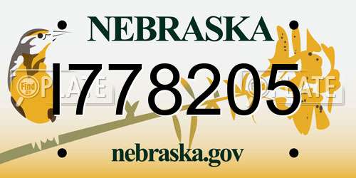 I778205 Nebraska License Plate