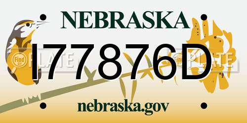 I77876D Nebraska License Plate