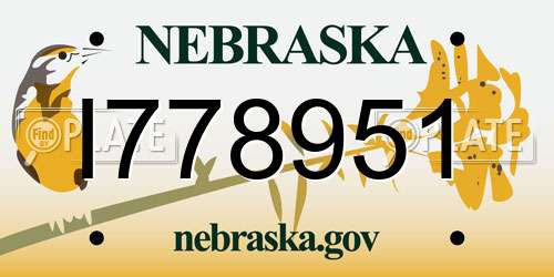 I778951 Nebraska License Plate