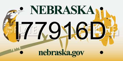 I77916D Nebraska License Plate