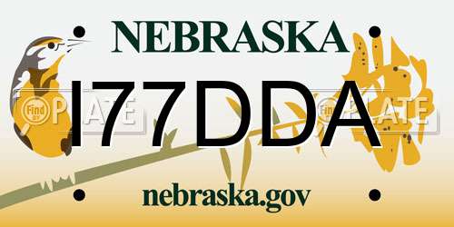 I77DDA Nebraska License Plate