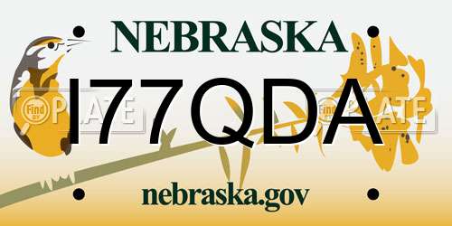 I77QDA Nebraska License Plate