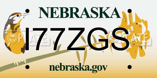 I77ZGS Nebraska License Plate