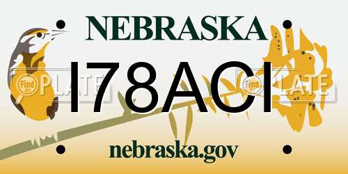I78ACI Nebraska License Plate