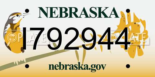 I792944 Nebraska License Plate