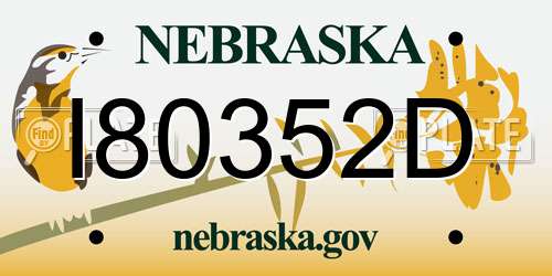 I80352D Nebraska License Plate