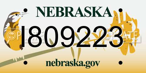 I809223 Nebraska License Plate