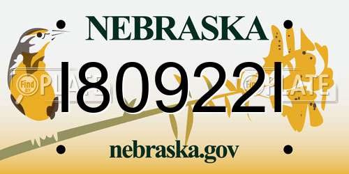 I80922I Nebraska License Plate