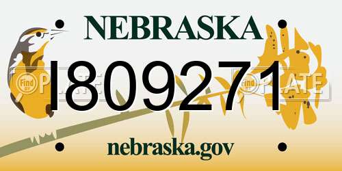 I809271 Nebraska License Plate