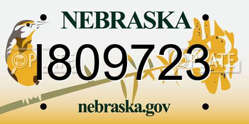I809723 Nebraska License Plate