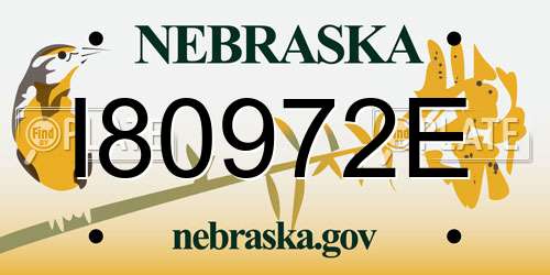 I80972E Nebraska License Plate