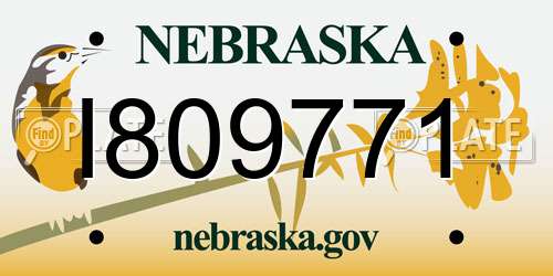 I809771 Nebraska License Plate