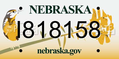 I818158 Nebraska License Plate