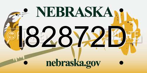 I82872D Nebraska License Plate