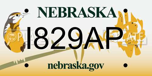 I829AP Nebraska License Plate