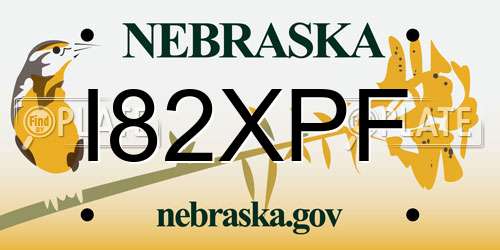 I82XPF Nebraska License Plate