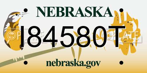 I84580T Nebraska License Plate