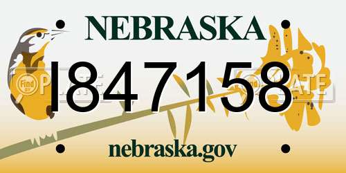 I847158 Nebraska License Plate
