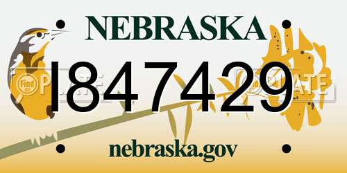 I847429 Nebraska License Plate