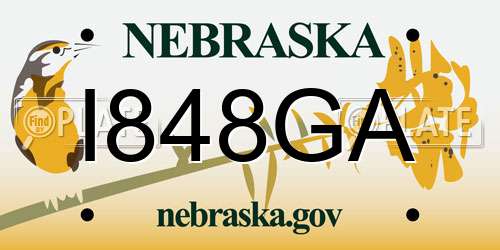 I848GA Nebraska License Plate