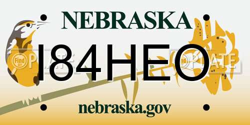 I84HEO Nebraska License Plate