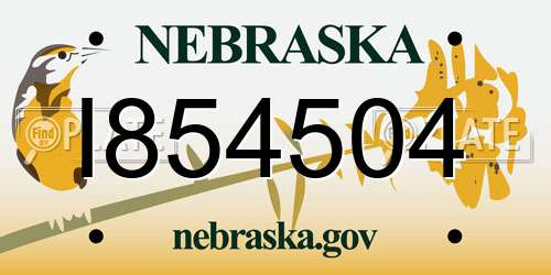 I854504 Nebraska License Plate