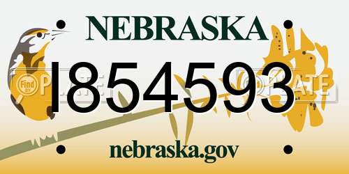 I854593 Nebraska License Plate