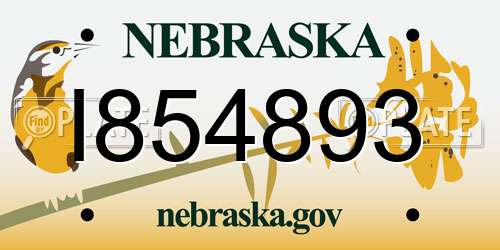I854893 Nebraska License Plate