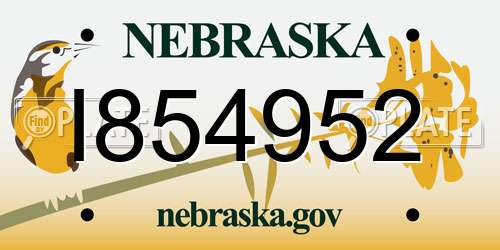 I854952 Nebraska License Plate