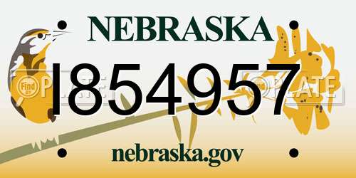 I854957 Nebraska License Plate