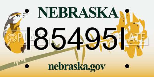 I85495I Nebraska License Plate