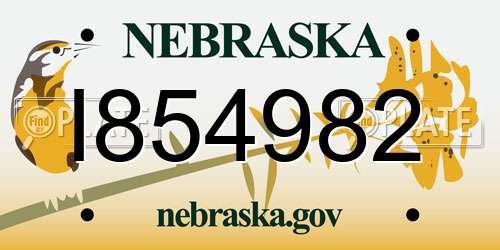 I854982 Nebraska License Plate