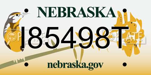 I85498T Nebraska License Plate