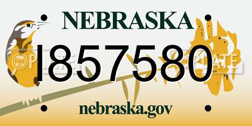 I857580 Nebraska License Plate