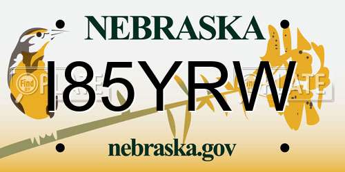 I85YRW Nebraska License Plate