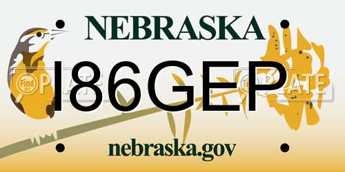 I86GEP Nebraska License Plate