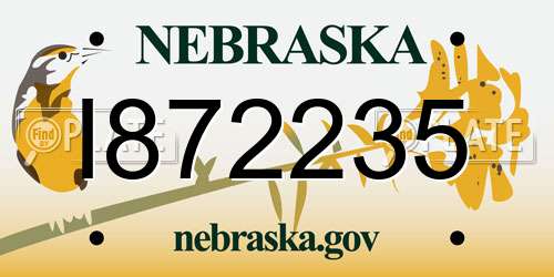 I872235 Nebraska License Plate