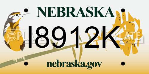 I8912K Nebraska License Plate