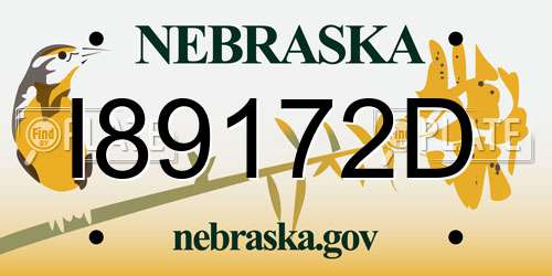 I89172D Nebraska License Plate