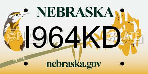 I964KD Nebraska License Plate